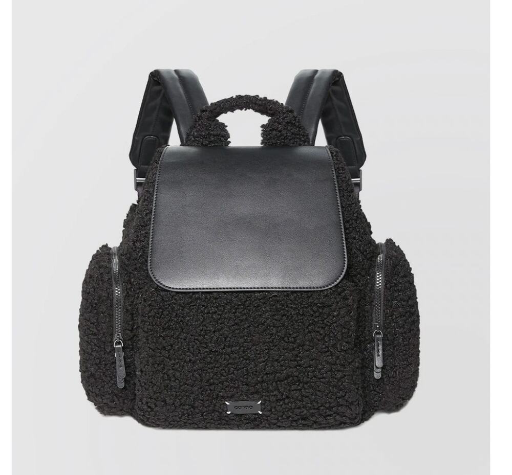 Caraa Cirrus Sherpa Backpack Travel Rucksack Teddy Fuzzy Black